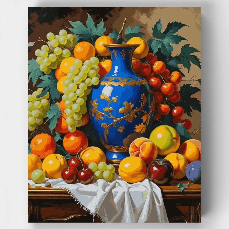 Classic Fruit and Blue Vase - Paint by Numbers Kit