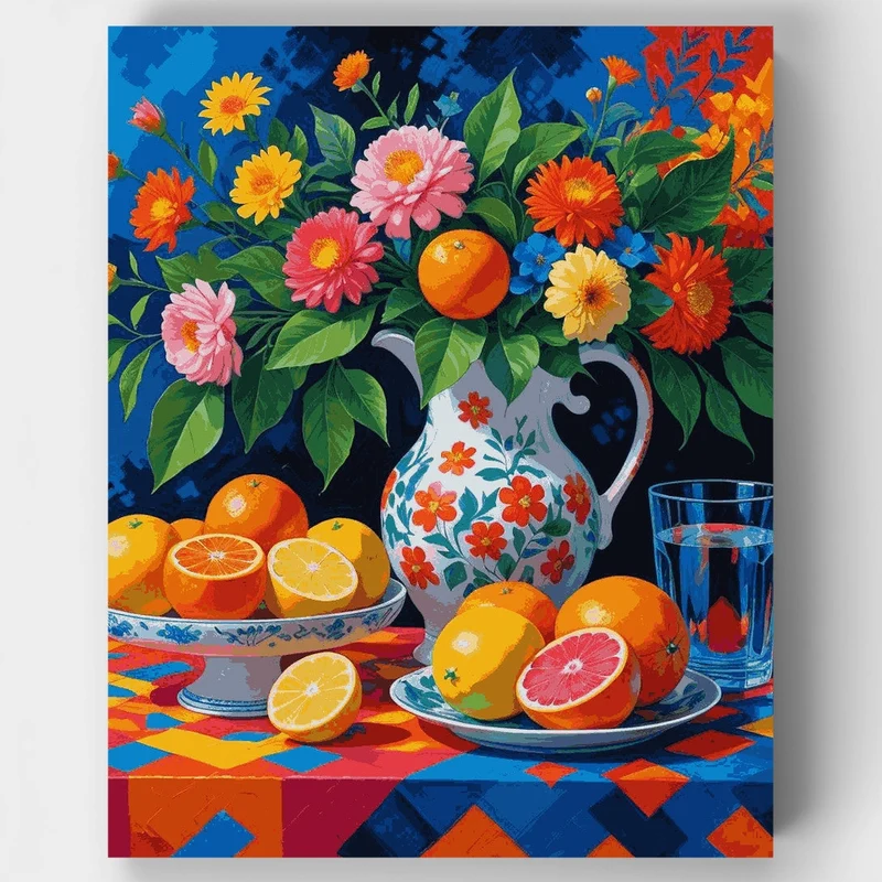 Vibrant Citrus and Flowers - Paint by Numbers Kit