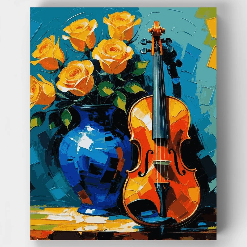 Yellow Roses and Violin - Paint by Numbers Kit