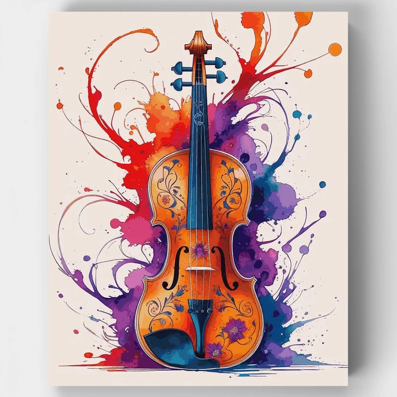 Vibrant Musical Violin - Paint by Numbers Kit