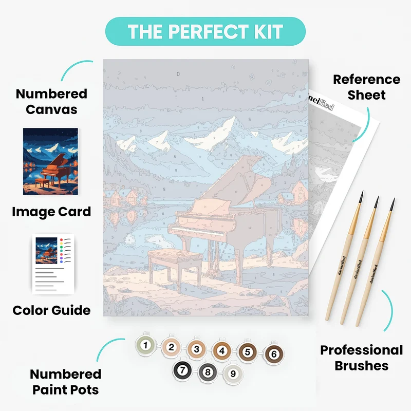 Moonlit Piano Lake - Paint by Numbers Kit
