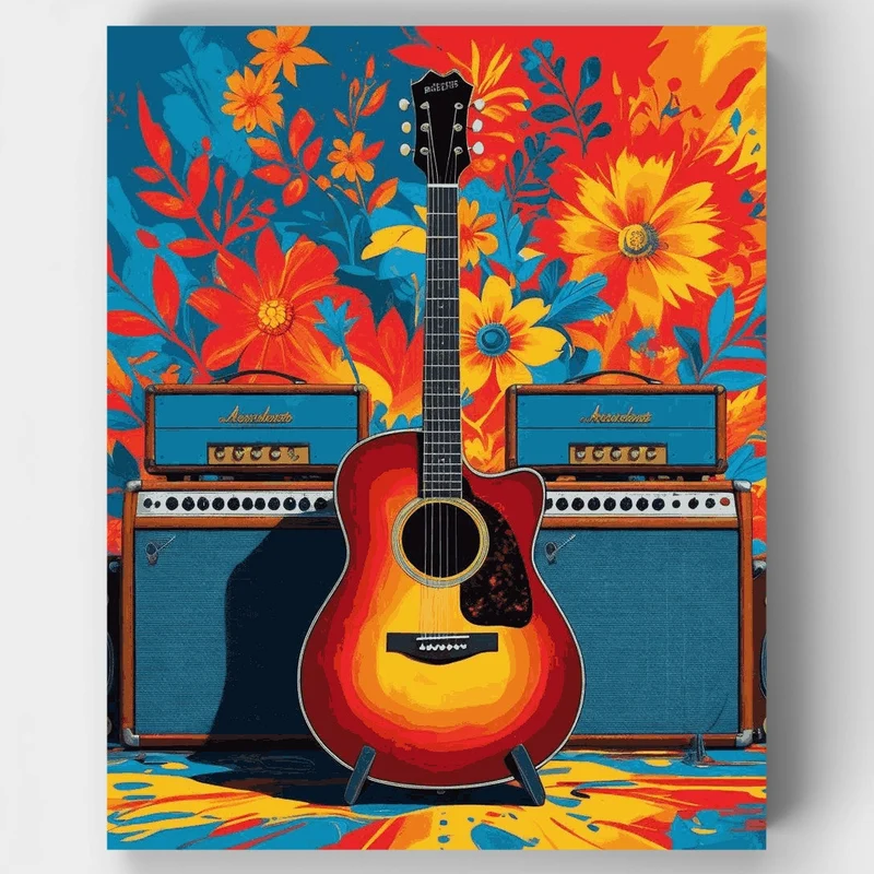 Vibrant Guitar and Amplifiers - Paint by Numbers Kit