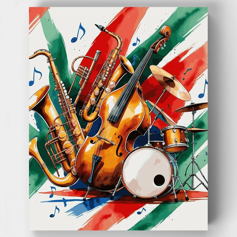 Jazz Band Instruments - Paint by Numbers Kit