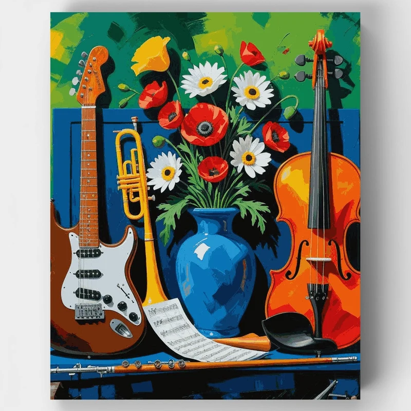 Musical Still Life with Flowers - Paint by Numbers Kit