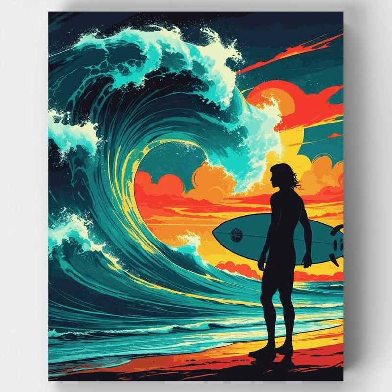 Epic Surfer's Sunset Wave - Paint by Numbers Kit
