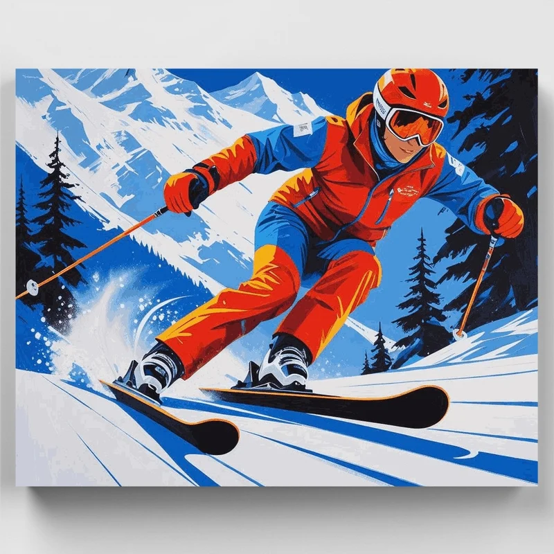 Alpine Skier in Action - Paint by Numbers Kit