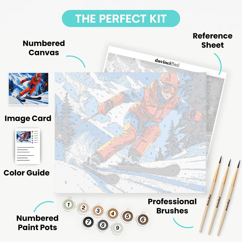 Alpine Skier in Action - Paint by Numbers Kit