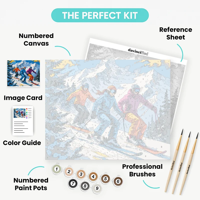 Mountain Ski Trio - Paint by Numbers Kit