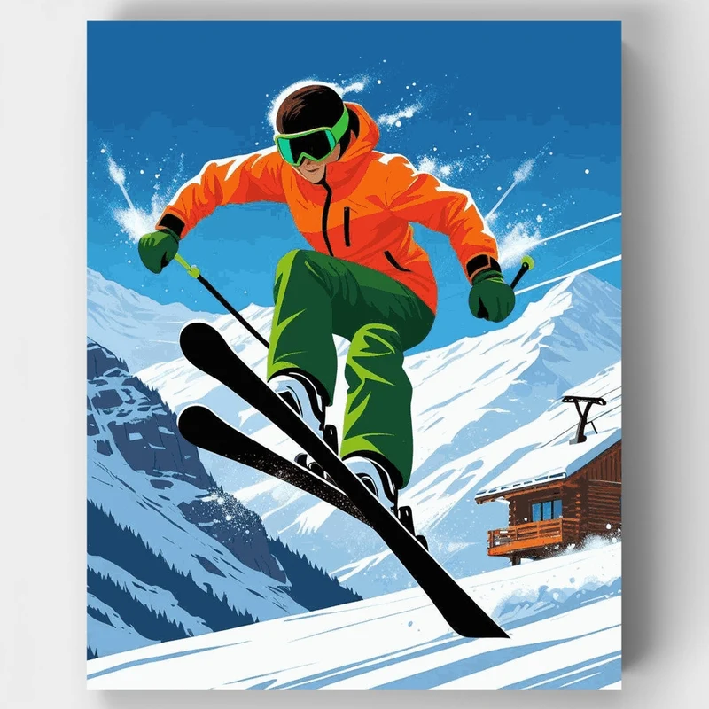 Powder Snow Ski Jump - Paint by Numbers Kit