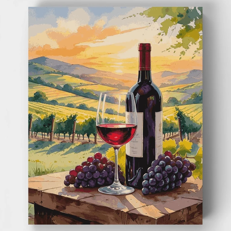 Sunset Vineyard Wine - Paint by Numbers Kit