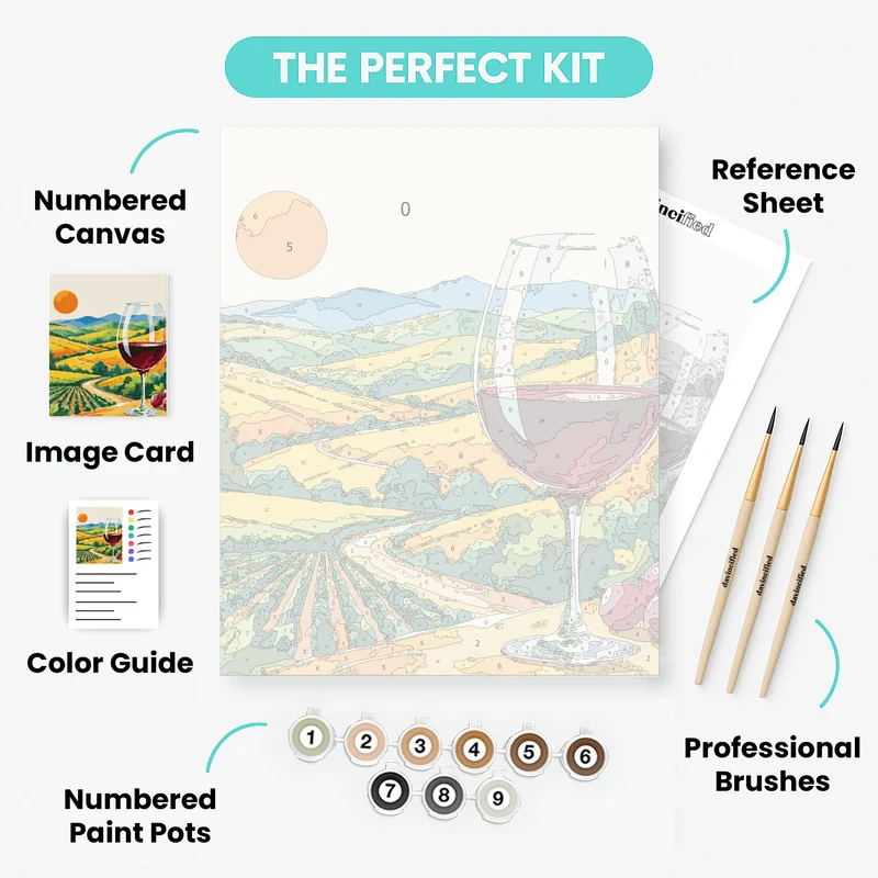 Vineyard Sunset with Wine - Paint by Numbers Kit