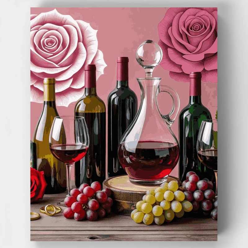 Wine and Roses Still Life - Paint by Numbers Kit