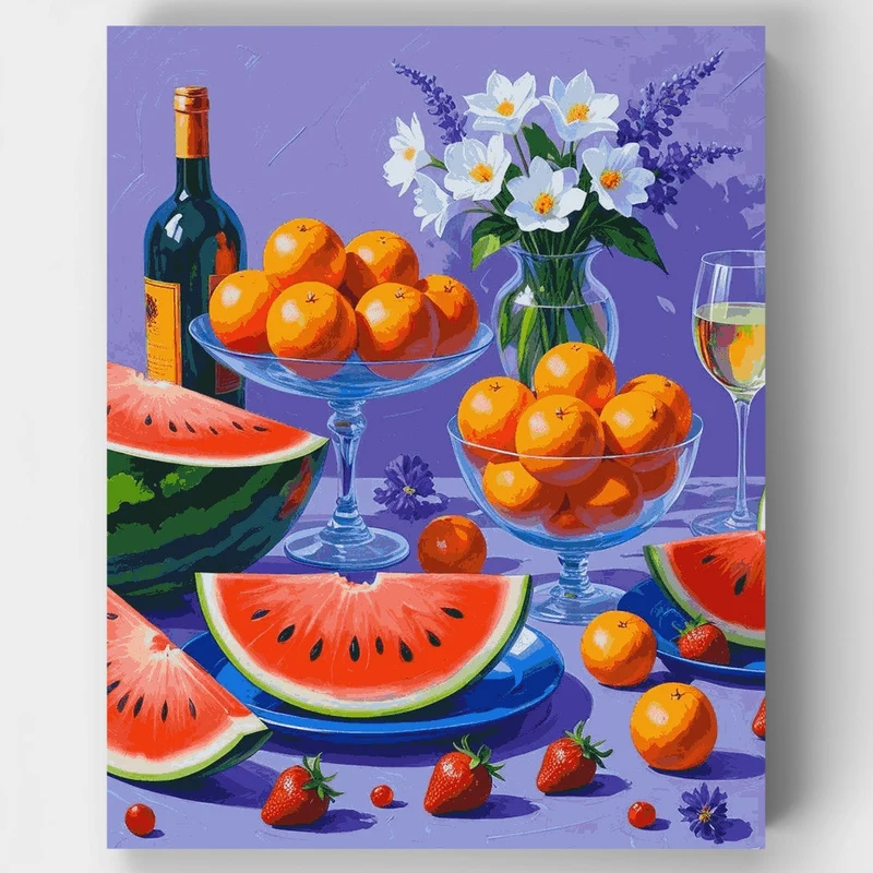 Summer Fruits and Wine - Paint by Numbers Kit