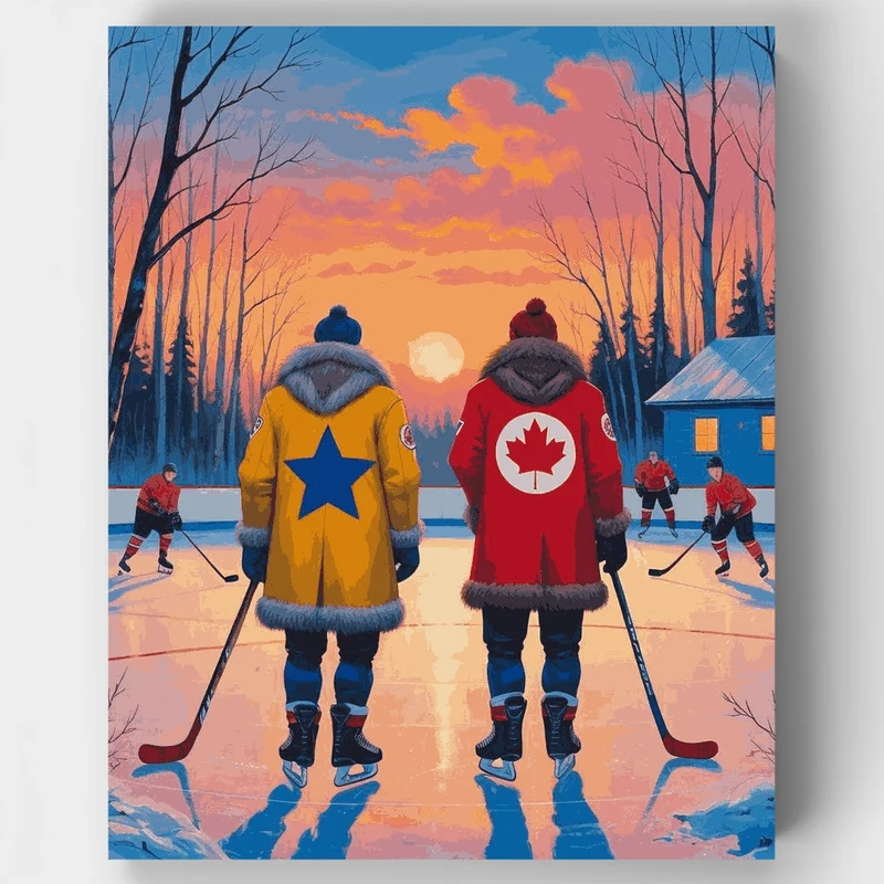 Winter Hockey Sunset - Paint by Numbers Kit