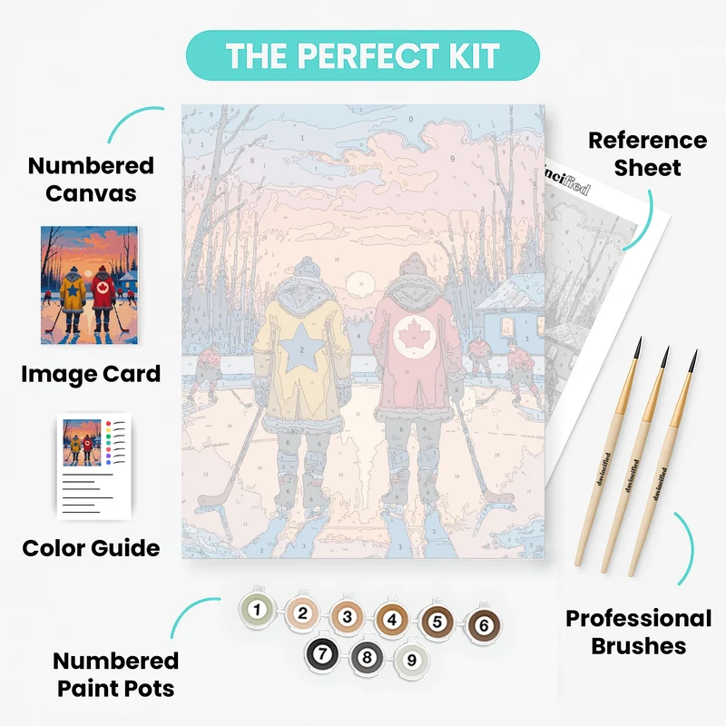 Winter Hockey Sunset - Paint by Numbers Kit