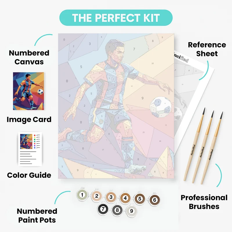 Geometric Soccer Champion - Paint by Numbers Kit
