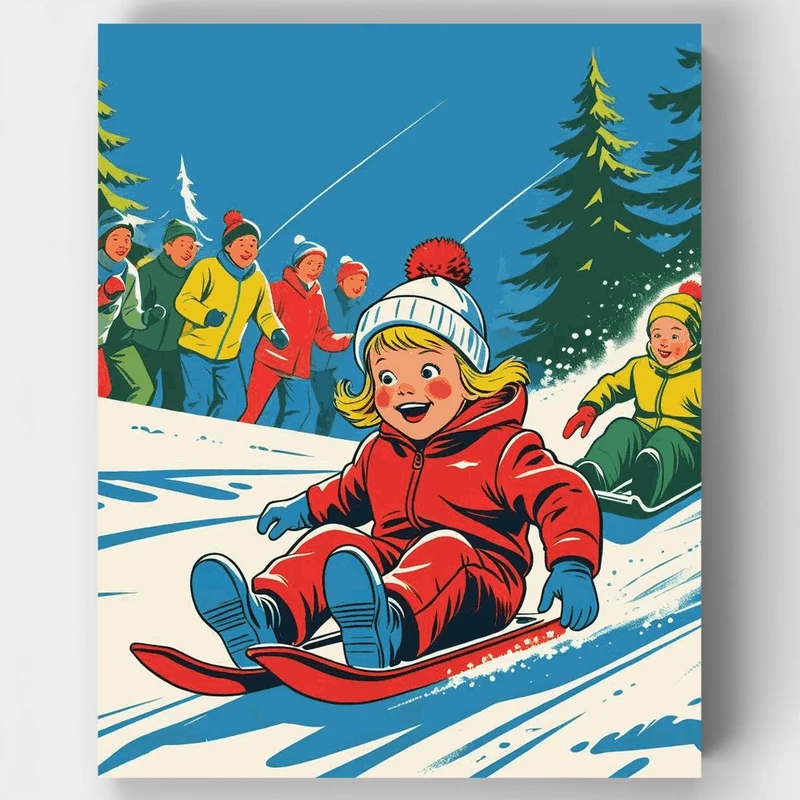 Winter Sledding Adventure - Paint by Numbers Kit