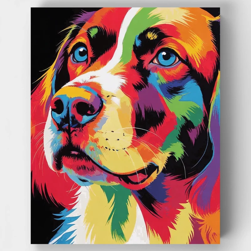 Rainbow Dog Portrait - Paint by Numbers Kit
