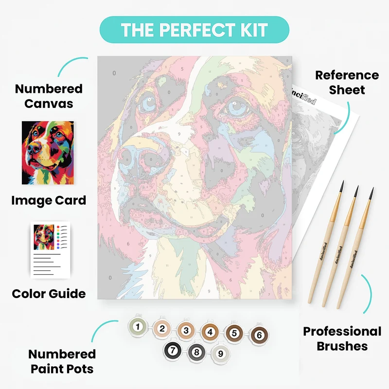 Rainbow Dog Portrait - Paint by Numbers Kit