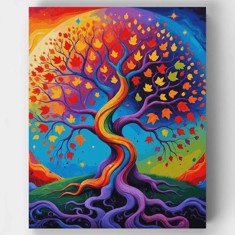Mystical Rainbow Tree - Paint by Numbers Kit