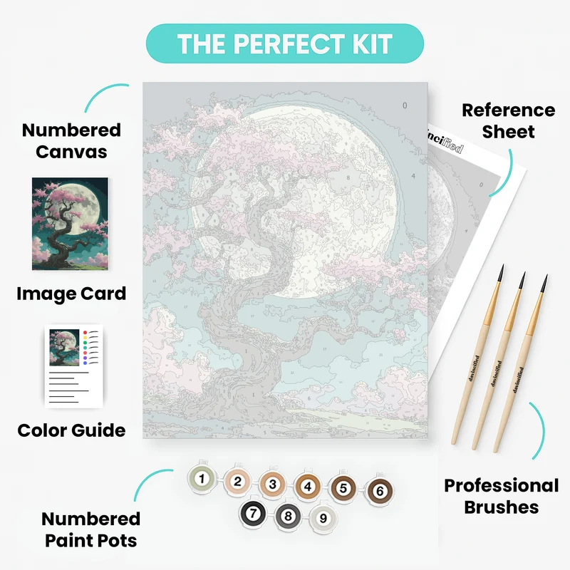Moonlit Cherry Blossom - Paint by Numbers Kit