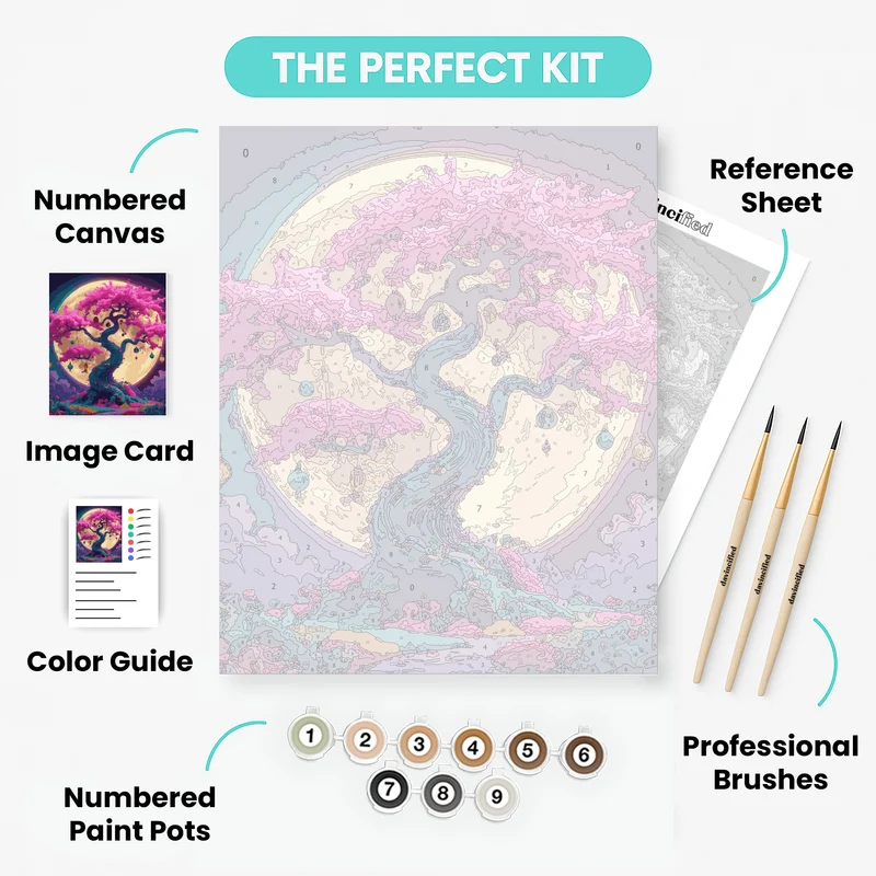 Enchanted Cherry Blossom Moon - Paint by Numbers Kit