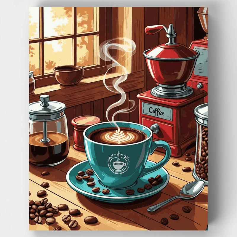 Cozy Coffee Corner - Paint by Numbers Kit