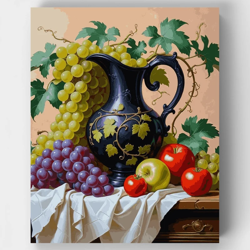 Classic Still Life with Grapes and Pitcher - Paint by Numbers Kit