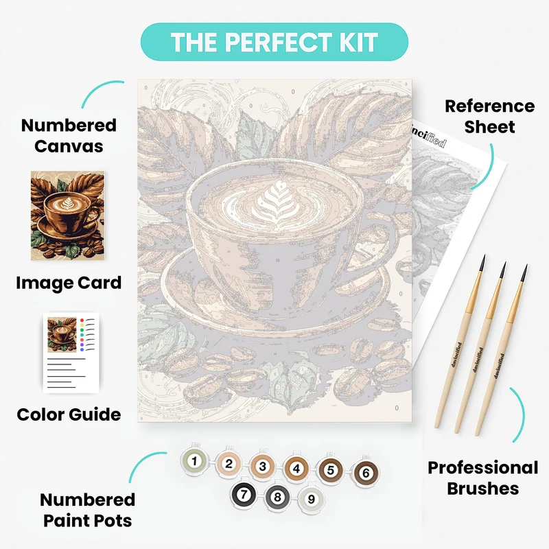 Artisan Coffee and Leaves - Paint by Numbers Kit
