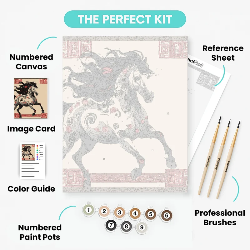 Mystical Chinese Zodiac Horse - Paint by Numbers Kit