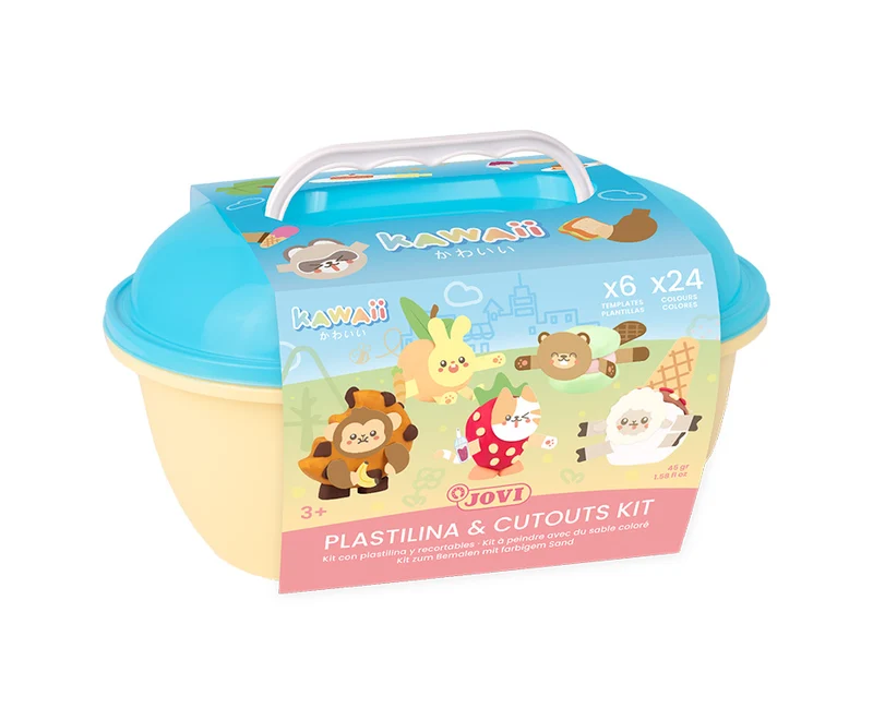 JOVI Play&Fun Kawaii pflanzliche Knetmasse im Koffer – Set mit Zubehör
