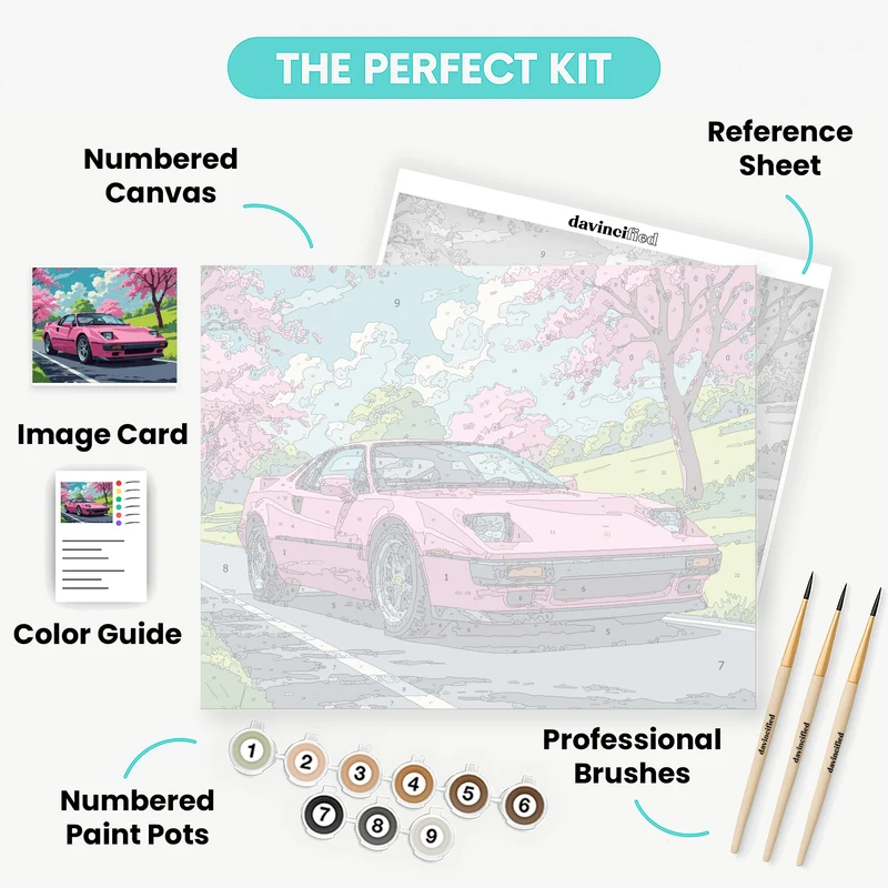 Pink Lotus Sports Car - Paint by Numbers Kit