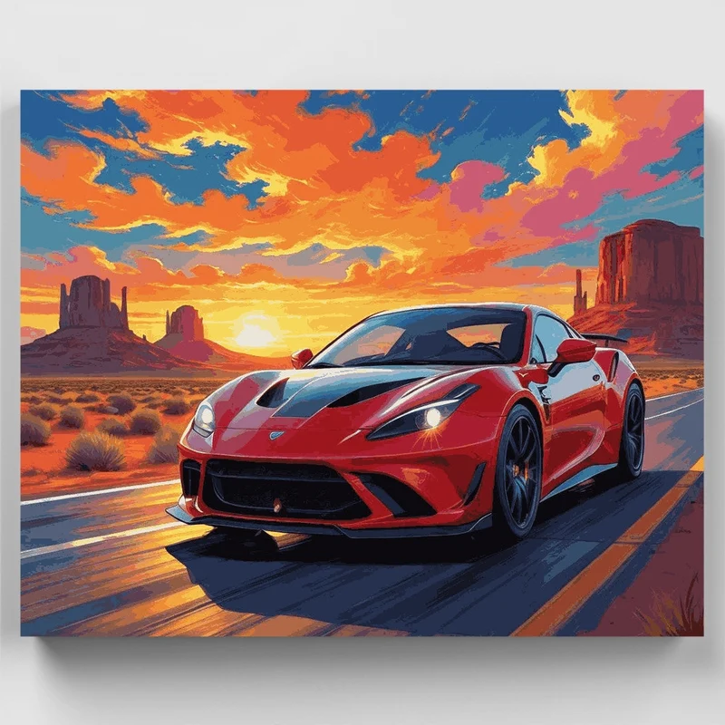 Desert Sunset Dream Car - Paint by Numbers Kit