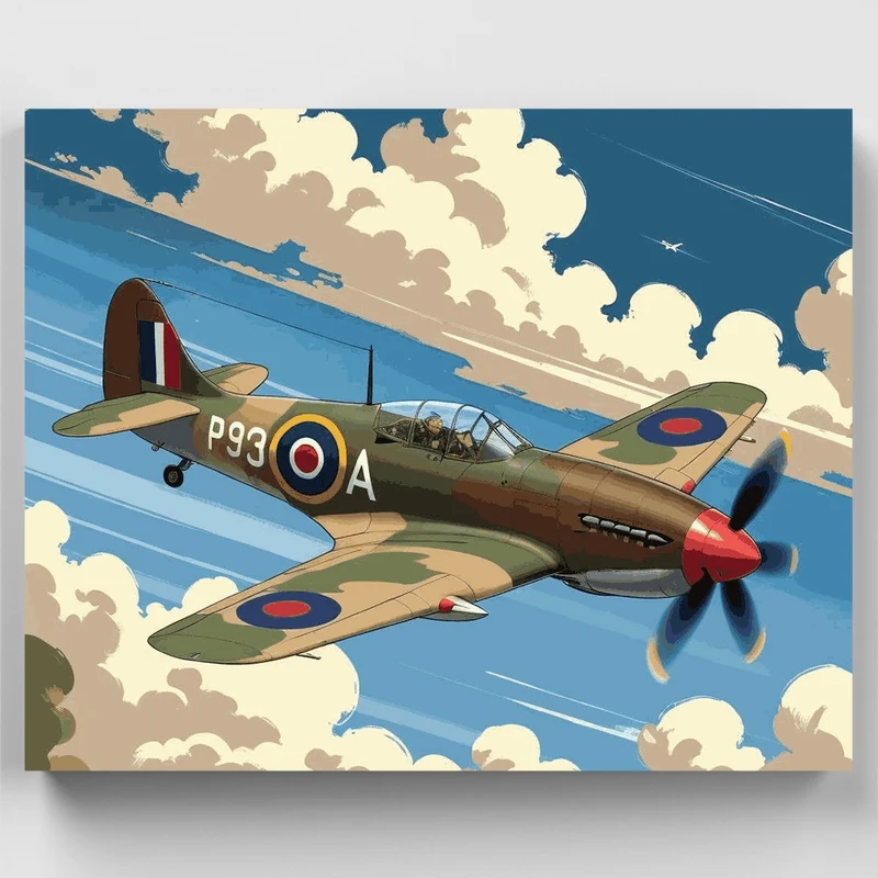 RAF Spitfire in Combat - Paint by Numbers Kit
