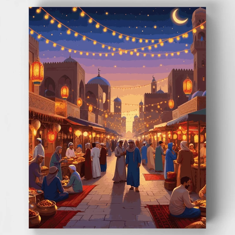 Magical Ramadan Night Market - Paint by Numbers Kit