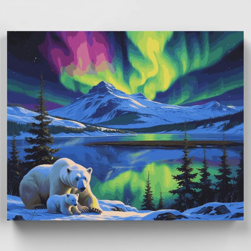 Arctic Aurora Bears - Paint by Numbers Kit