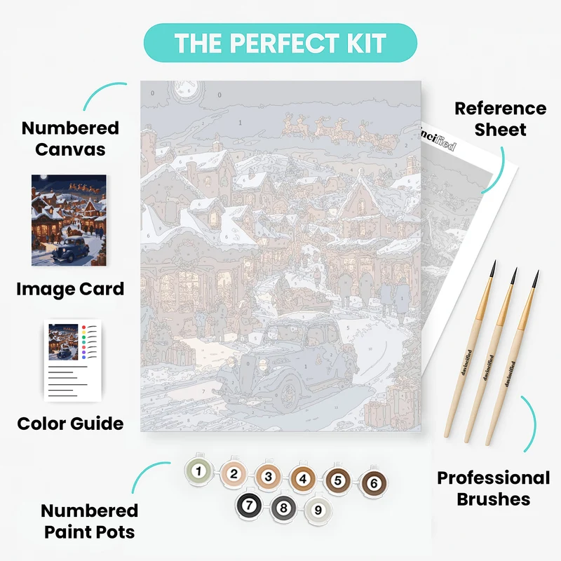Snowy Christmas Town - Paint by Numbers Kit