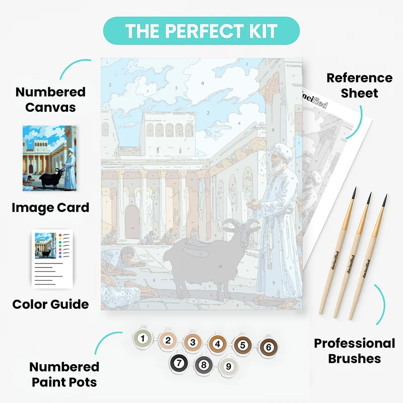 Sacred Gathering with Black Goat - Paint by Numbers Kit