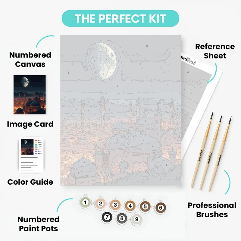 Mystical Moonlit Mosque - Paint by Numbers Kit