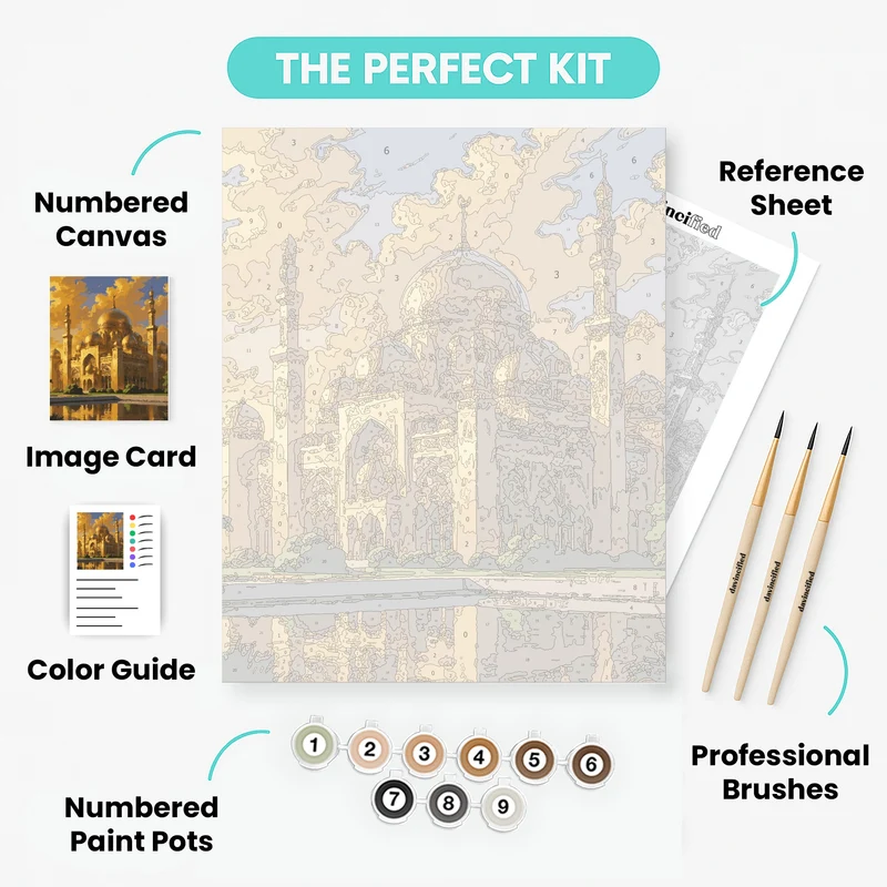 Golden Mosque at Sunset - Paint by Numbers Kit