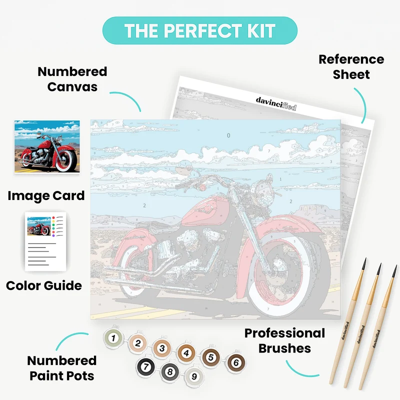Desert Highway Motorcycle - Paint by Numbers Kit