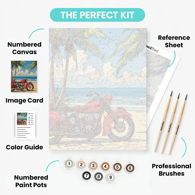 Paradise Beach Motorcycle - Paint by Numbers Kit