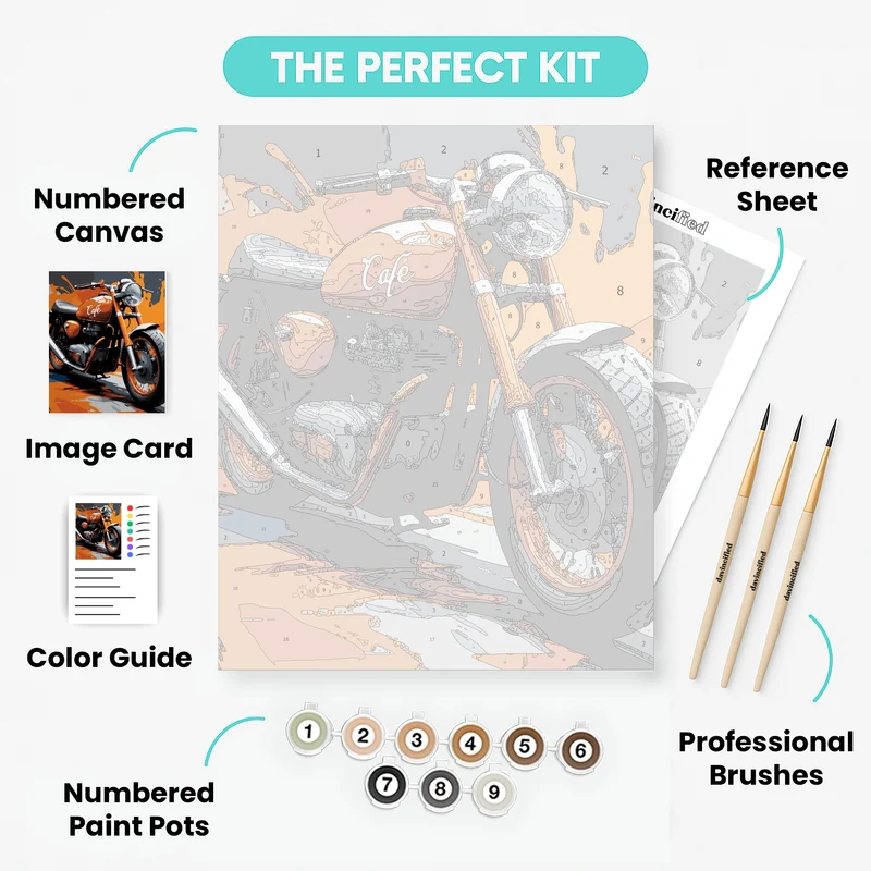 Café Racer in Orange Splash - Paint by Numbers Kit