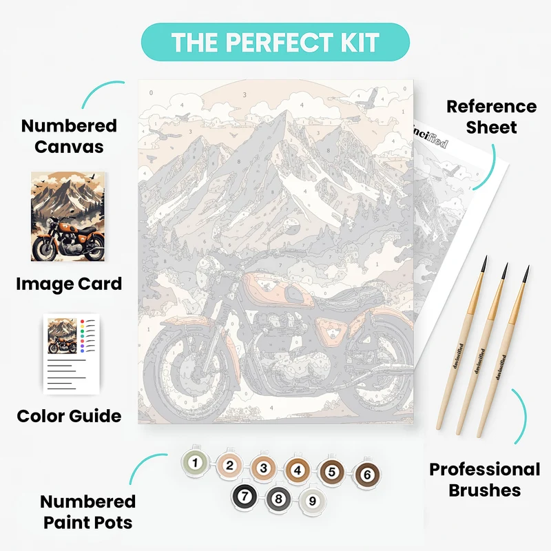 Mountain Motorcycle Adventure - Paint by Numbers Kit