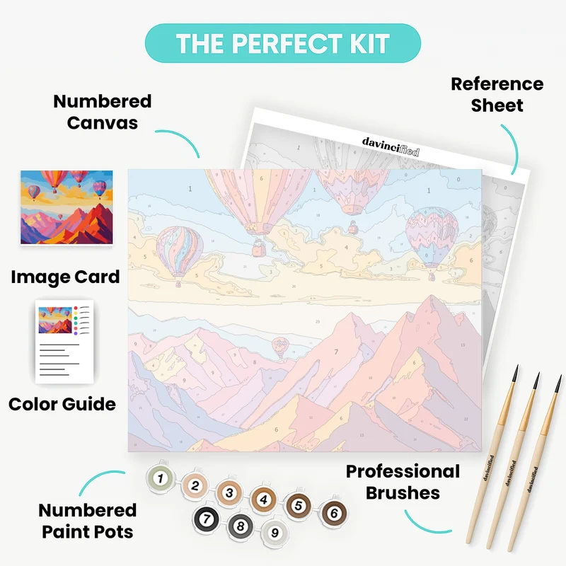 Mountain Hot Air Balloons - Paint by Numbers Kit