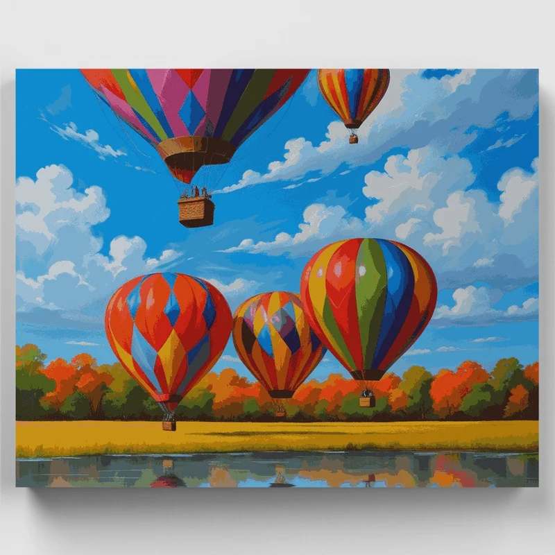 Autumn Hot Air Balloons - Paint by Numbers Kit