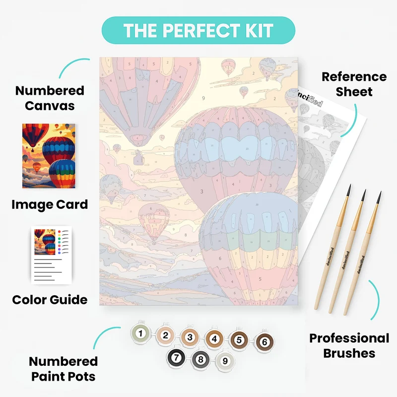 Colorful Dawn Balloon Adventure - Paint by Numbers Kit
