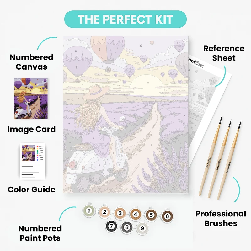 Lavender Fields and Hot Air Balloons - Paint by Numbers Kit