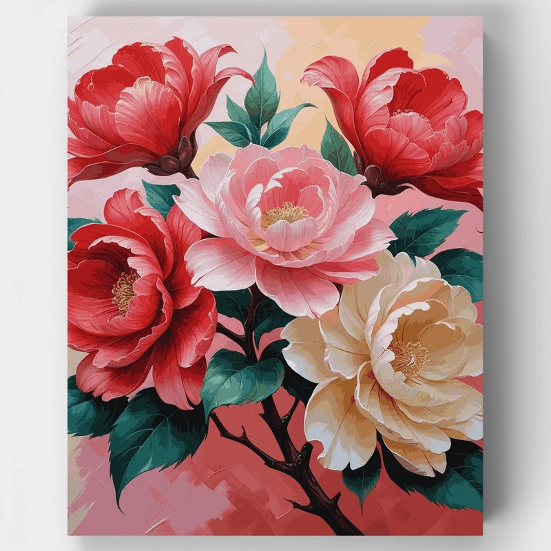 Elegant Blooming Peonies - Paint by Numbers Kit