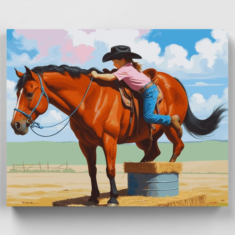 Mounting the Horse - Paint by Numbers Kit